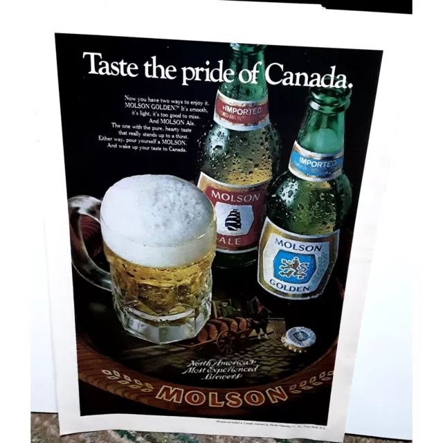 1979 Molson Beer Pride Of Canada Print Ad vintage 70s