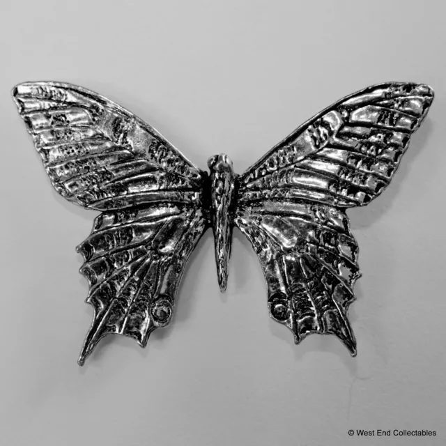 Butterfly Pewter Brooch Pin - British Artisan Signed Badge- Papillon Moth Insect