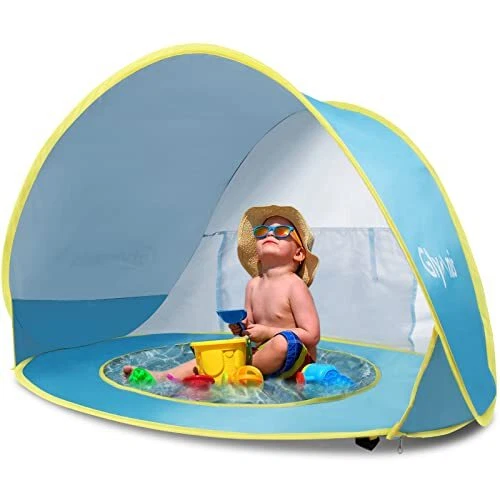Baby Beach Tent Beach Shade Portable Pop Up Baby Tent with Pool UPF 50+ UV