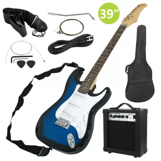Full Size Electric Guitar with Amp, Case and Accessories Pack Beginner Blue