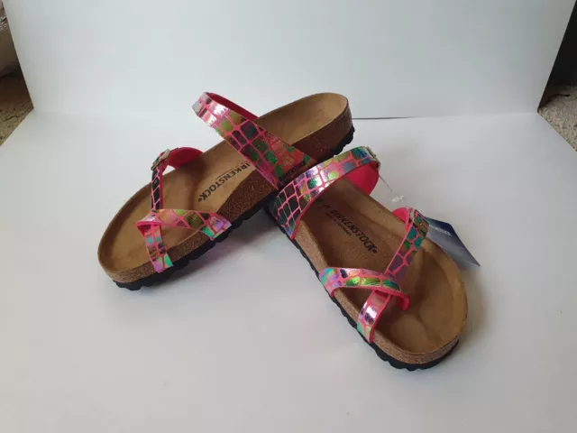 BIRKENSTOCK moc croc Multi METALLIC Rasberry MAYARI sandals Size 8 Euro 39 NWT