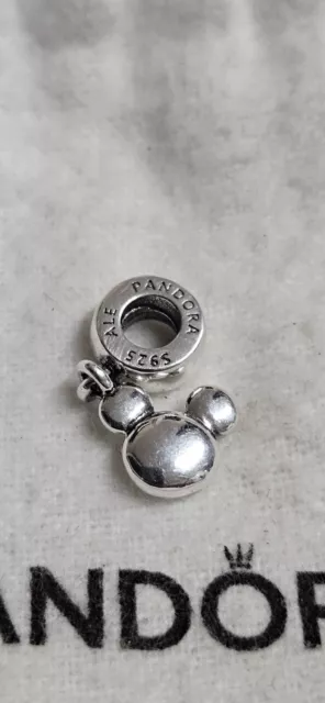 Genuine Pandora Charm Solid Mickey Mouse Head Icon Dangle S925 Hallmark