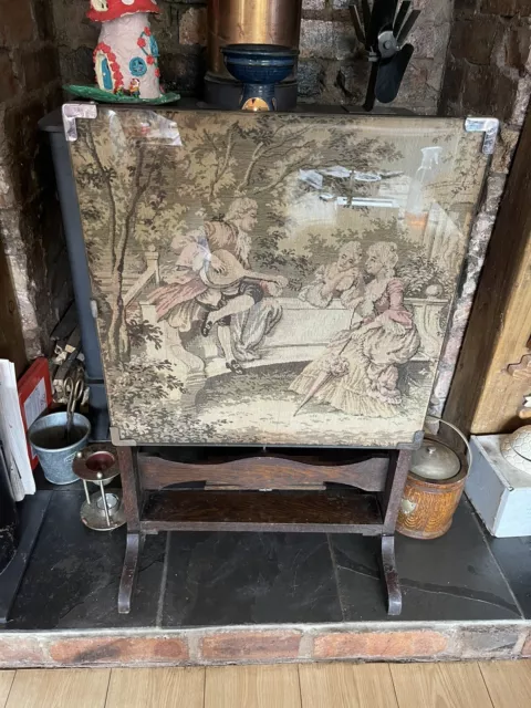 Antique Vintage Folding Table Decorative Tapestry Fire Screen Regency Theme