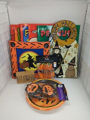 Halloween Mixed Lot Activity Coloring Books Door Knob Cover Pot Holder Plates