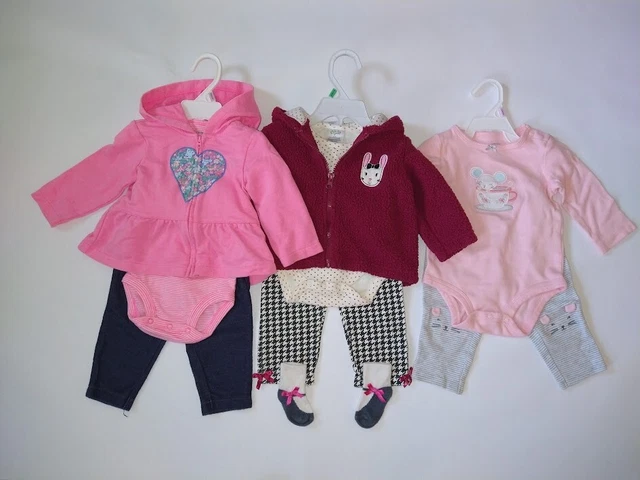 3 pc sets lot - Carter's / Baby Gear - Girls 9 months - Jackets Bodysuits Pants