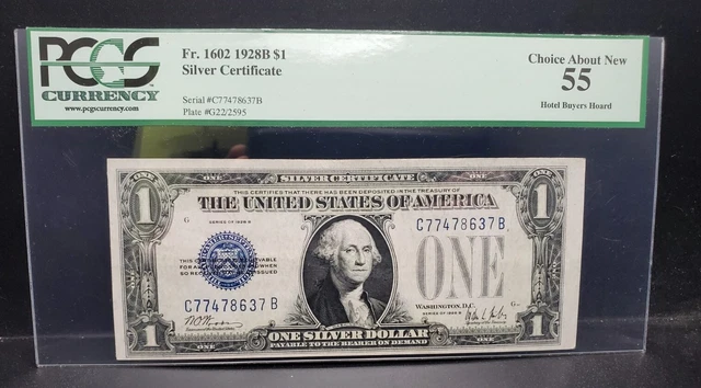 Fr. 1602 1928B $1 Funny Back Silver Certificate PCGS 55-Hotel Buyers Hoard