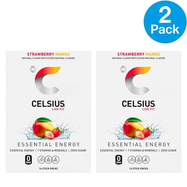 CELSIUS LIVE FIT Strawberry Mango Energy Drink Mix 14 Ct 2 Pack New £15 ...