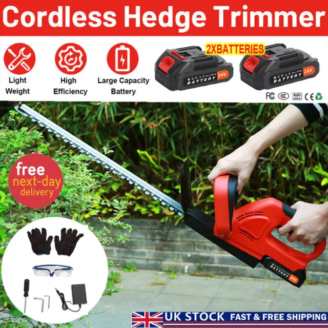 Electric Cordless Hedge Trimmer Tree Branch Cutter Tool with 2 Battery & Charger