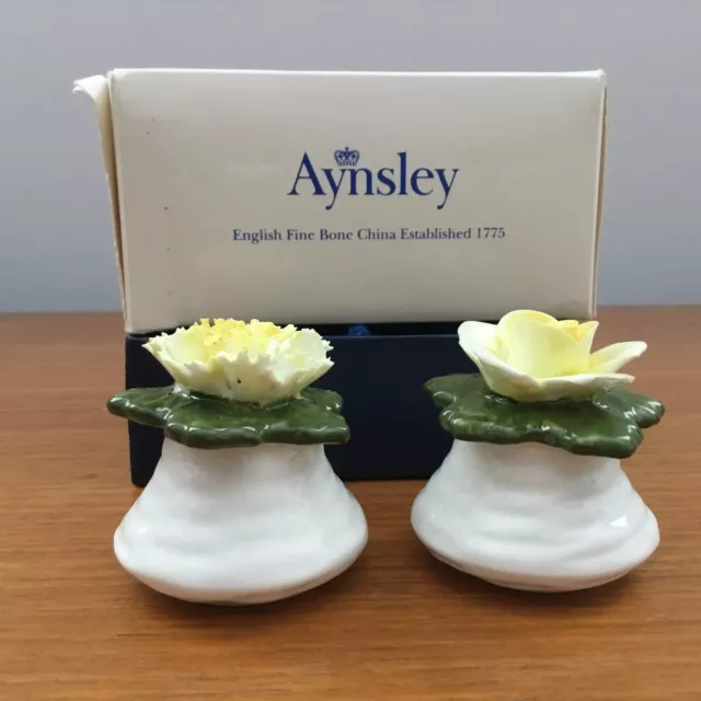 Vintage collectible Aynsley Fine Bone China Floral Salt & Pepper Shakers BOXED