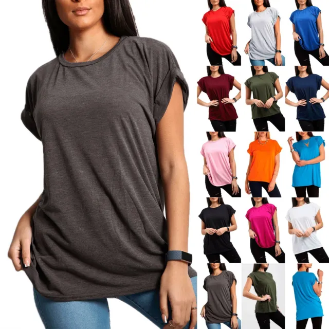 T-shirt oversize da donna semplice baggy top donna manica ad aletta