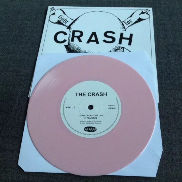 Crash - Fight For Your Life 7" (Punk Rock/UK82/Hardcore/Oi!) MAD BUTCHER (PINK)