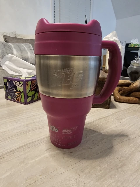 BUBBA KEG 34Oz TRAVEL MUG Stainless Steel Insulated Pink/ Plum With Handle 2