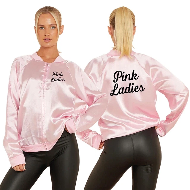 Pink Ladies Jacket Pink Satin Ladies Jacket - 1950s Grease Pink Ladies  Costume, Frenchie Rizzo Style Satin Grease Costumes For Women