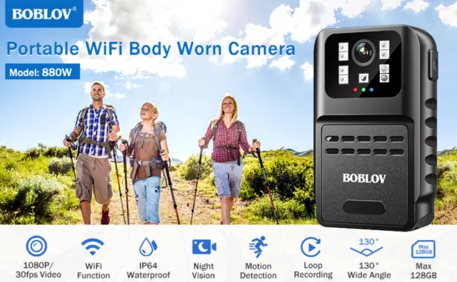 BOBLOV Mini Body Camera WiFi Night Vision Body Camera 1080P for Cycling/Meet