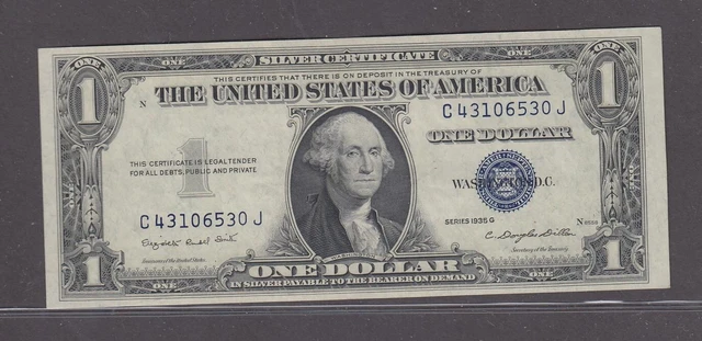 1935 G US  Silver Certificate $1.00 Banknote Blue Seal UNC