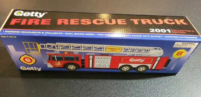 New 2001 Getty Fire Rescue Collectors Edition Fire Truck Lights & Sound