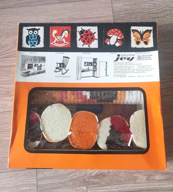 Smyrna Joy 4534 Schmetterling Knüpf-Set mit Wolle Vintage 70er komplett Wie Neu