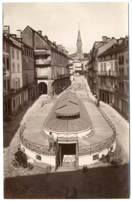 France, Plombières-les-Bains, rue Stanislas, vue générale  Vintage albumen print