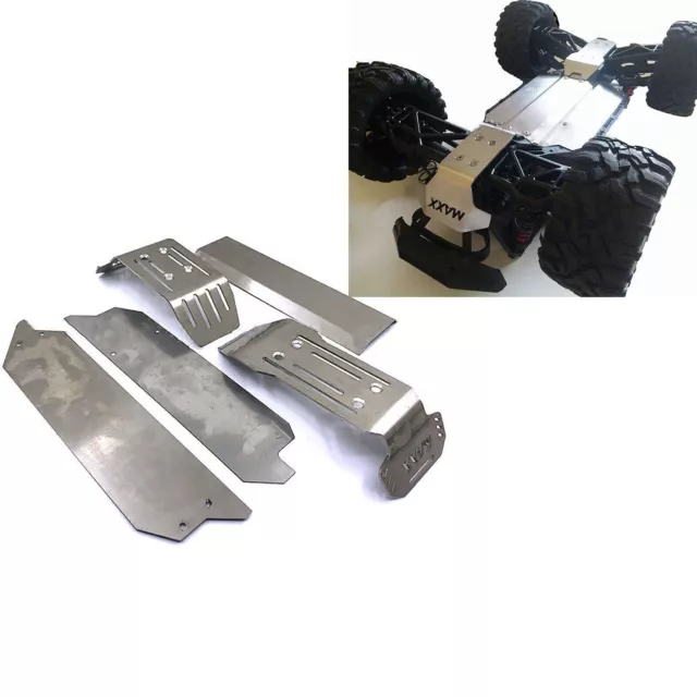 Stainless Steel Chassis Armor Skid Plate Guard 5X For 1/10 MAXX RC Truck