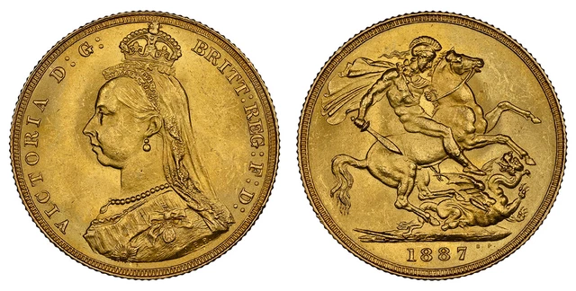 GREAT BRITAIN Victoria 1887 AV Sovereign. NGC MS64+ S-3866; Fr.-392.