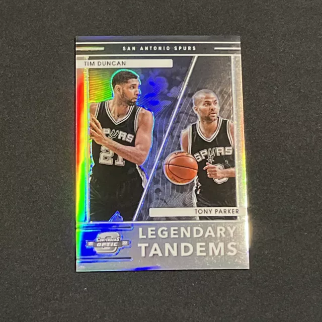 2021-22 Contenders Optic Tim Duncan Tony Parker Silver Prizm Legendary Tandem #7