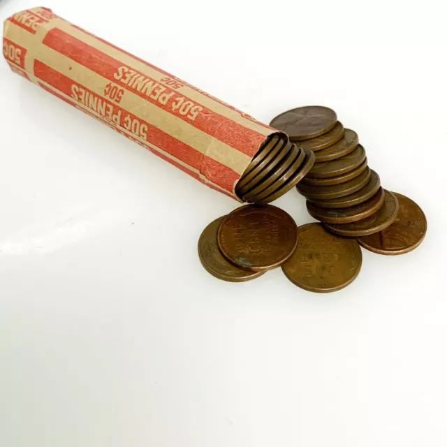 1940s 1950s 10 Rolls One Cent Lincoln Wheat Wheaties Coins Pennies Lot