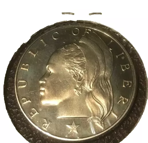 elf  Liberia 1 Dollar 1968 Proof  Native Woman San Francisco Mint  14,396 minted