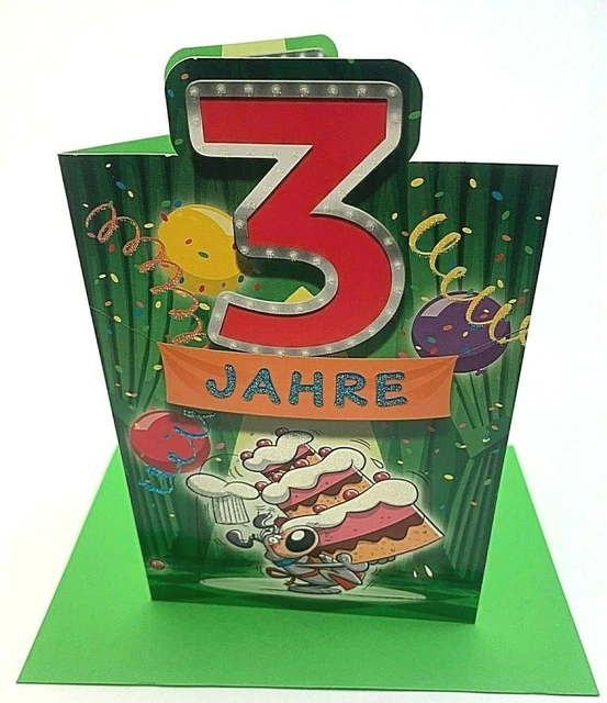 GEBURTSTAGSKARTE 3 JAHRE Karte Geburtstag 3 Jahre Glückwunschkarte