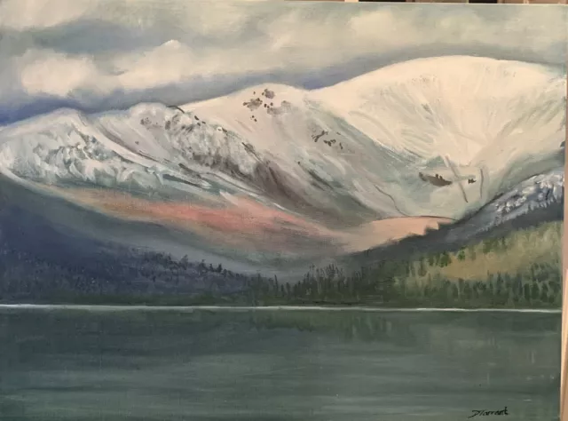 Landscape,Windermere Lake,snow,mountains Original Oil On Canvas David Tarrant