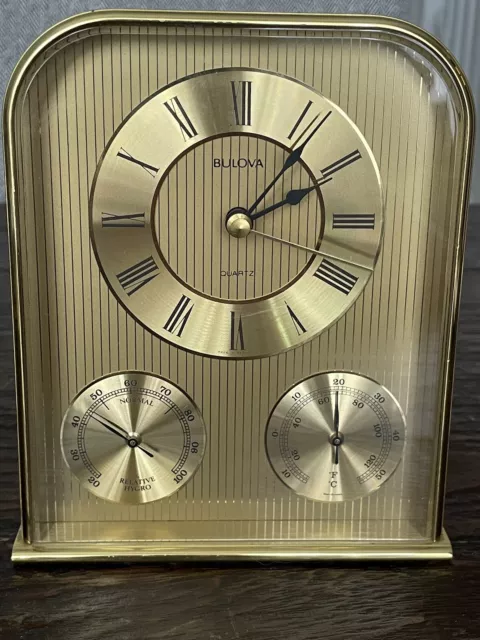 Vintage Bulova Quartz Clock - Barometer - Thermometer - Made In Germany
