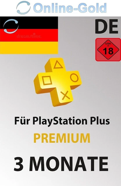 Playstation Plus Premium 3 mesi - 3 Month - PSN Cards Digital Key - solo per DE