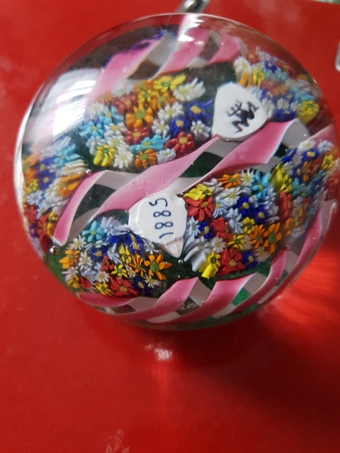 Boule En Verre Soufflée à Main - 6cm Transparente Violet/Orange - Déco Ou Presse-Papiers