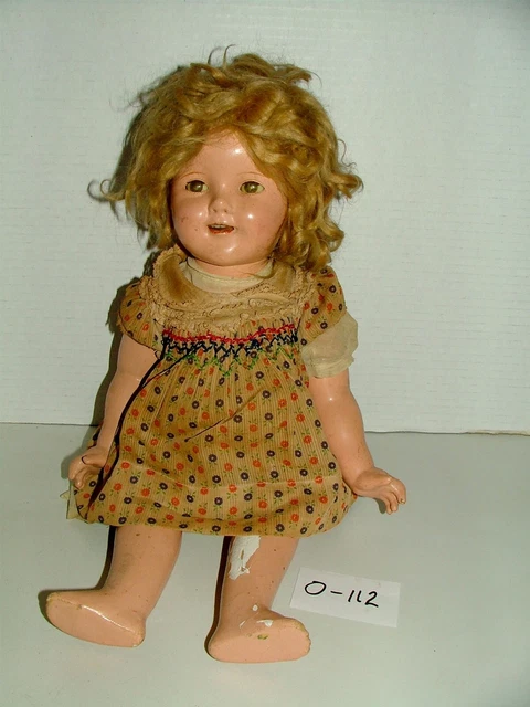 #1930s IDEAL COMPOSITION 18" SHIRLEY TEMPLE DOLL ORIGINAL w OUTFIT LOT#112