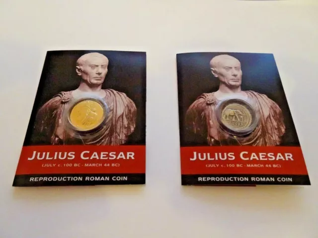 Julius Caesar 2 Roman Coin Packs - Denarius And Aureus (Reproduction)