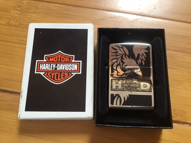 Harley Davidson Eagle Black Matte Zippo Lighter Mint In Box