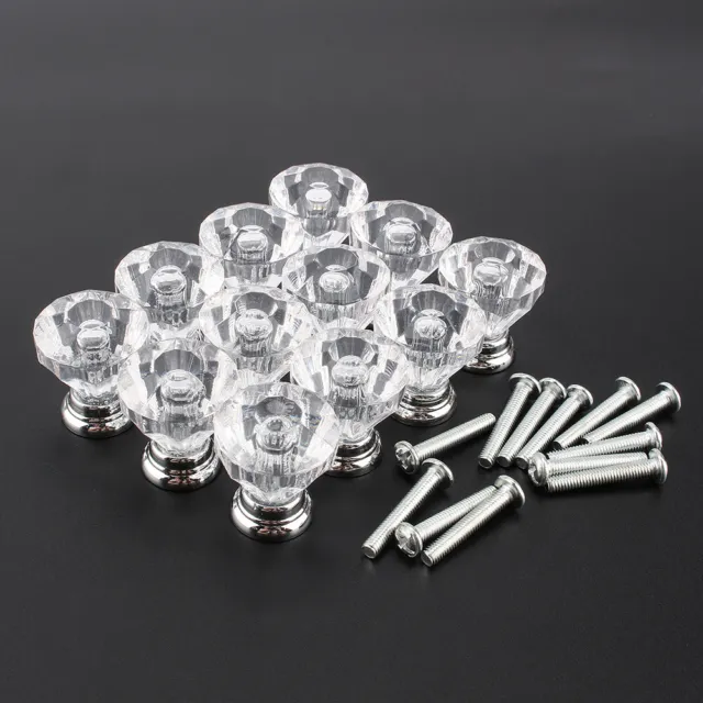 HO 12 Crystal Glass Cabinet Knob Cupboard Drawer Pull Handle