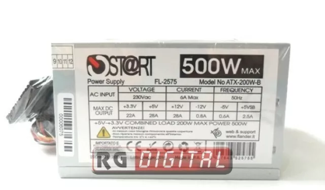 TRUSTECH st@rtTR-4640 ALIMENTATORE PC WATT 500W VENTOLA 12CM 3 SATA 2 IDE ON/OFF