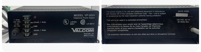 Valcom- Telephone Power Supply - VP 2024 1AMP 125 VAC