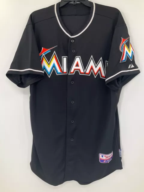 MIAMI MARLINS GAME Used Team Issued Majestic Black Jersey Size:46 $199. ...