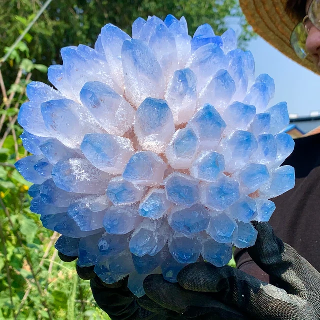 13.46LB New Find BLUE Phantom Quartz Crystal Cluster Mineral Specimen Healing 10