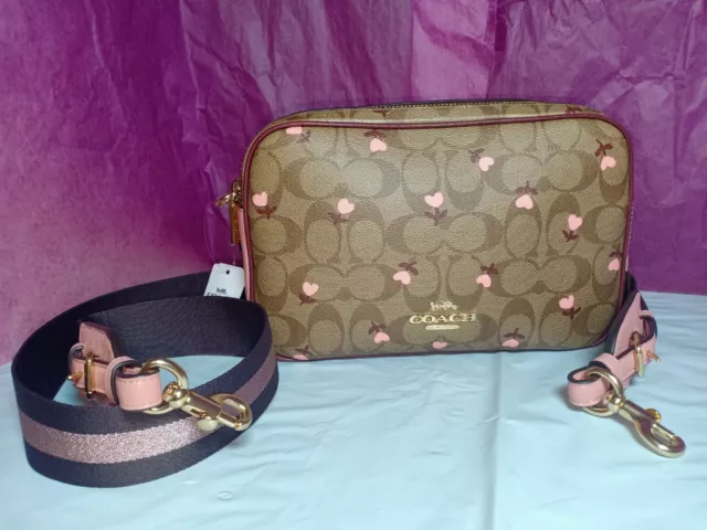 Coach Jes Crossbody in Signature Canvas with Heart Petal Print C7617 Brown  Multi
