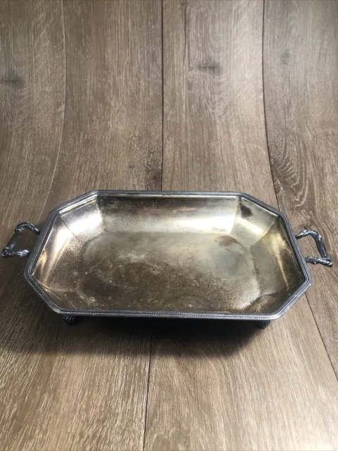 Vintage Sheffield Silver plate Cooper Footed Handle Tray