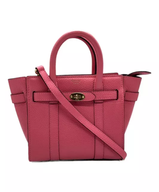 Mulberry Tote Bag Shoulder Bag 2way Micro Zipped Bayswater Turnlock Pink Ladies