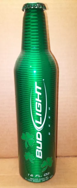 Bud Light St Patrick’s Day Shamrock 16 oz. alum beer bottle 2007 Anheuser-Busch