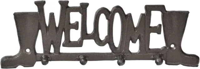 Sungmor Cast Iron Wall Mounted Decor Hooks Welcome Boots Key Holder for Wall