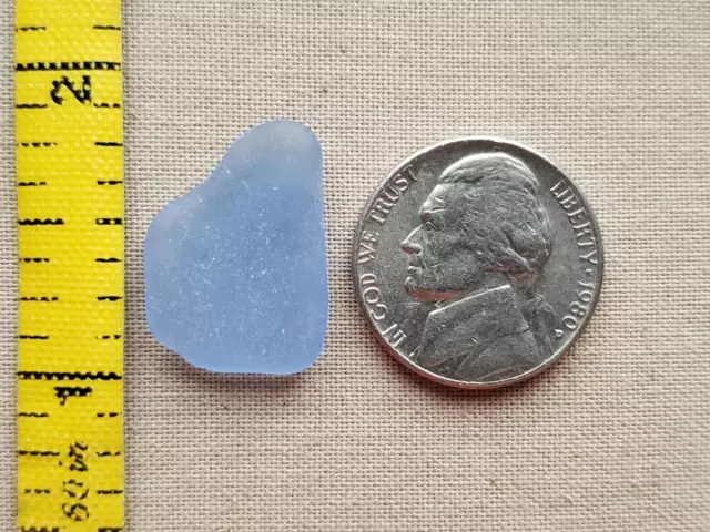 Genuine Beach Sea Glass Surf Tumbled Cornflower Light Blue Medium Frosted L10