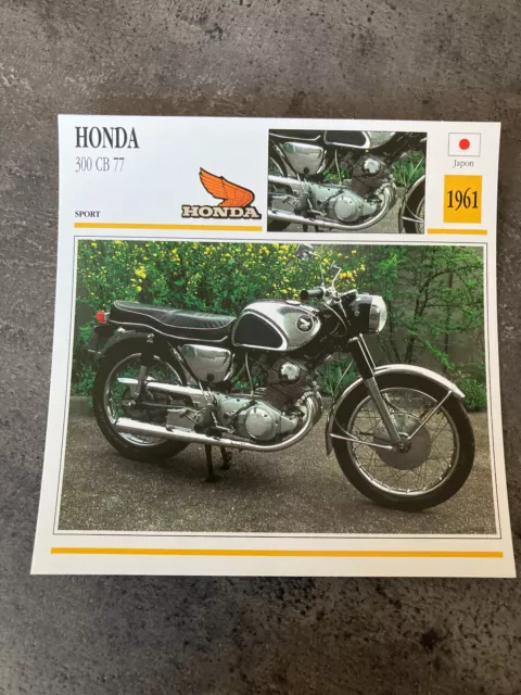 CARTE FICHE MOTO collection ATLAS HONDA 300 CB 77