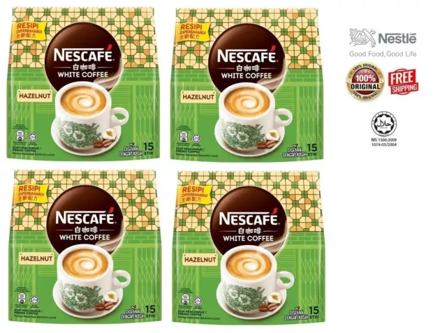 Nescafe Ipoh White Coffee Hazelnut Flavor 4 Packs x 15 sticks FREE Shipping