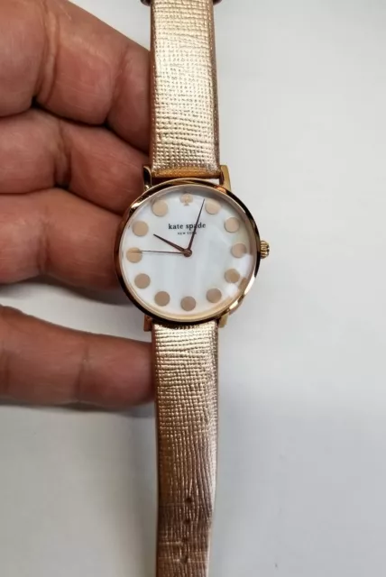 Kate Spade Ny Metro White Dial Rose Gold Strap Women's Watch 1Yru0776 Pre-Owned