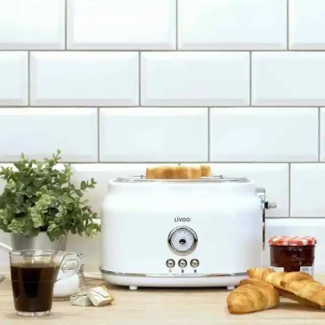 Livoo Toaster mit 2 Schlitzen Retro Weiß